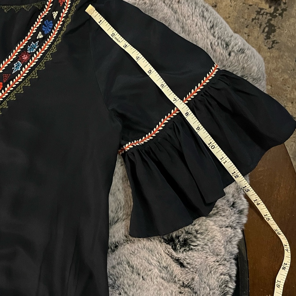 Calypso Saint Barth Silk Embroidered Navy Dress with Floral Accents Mini Small - Picture 14 of 16